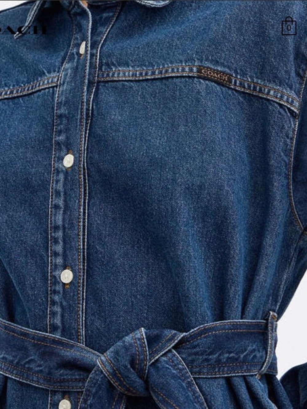 Coach Indigo Denim Shirt Dress with Waist Tie - Picture 4 of 9